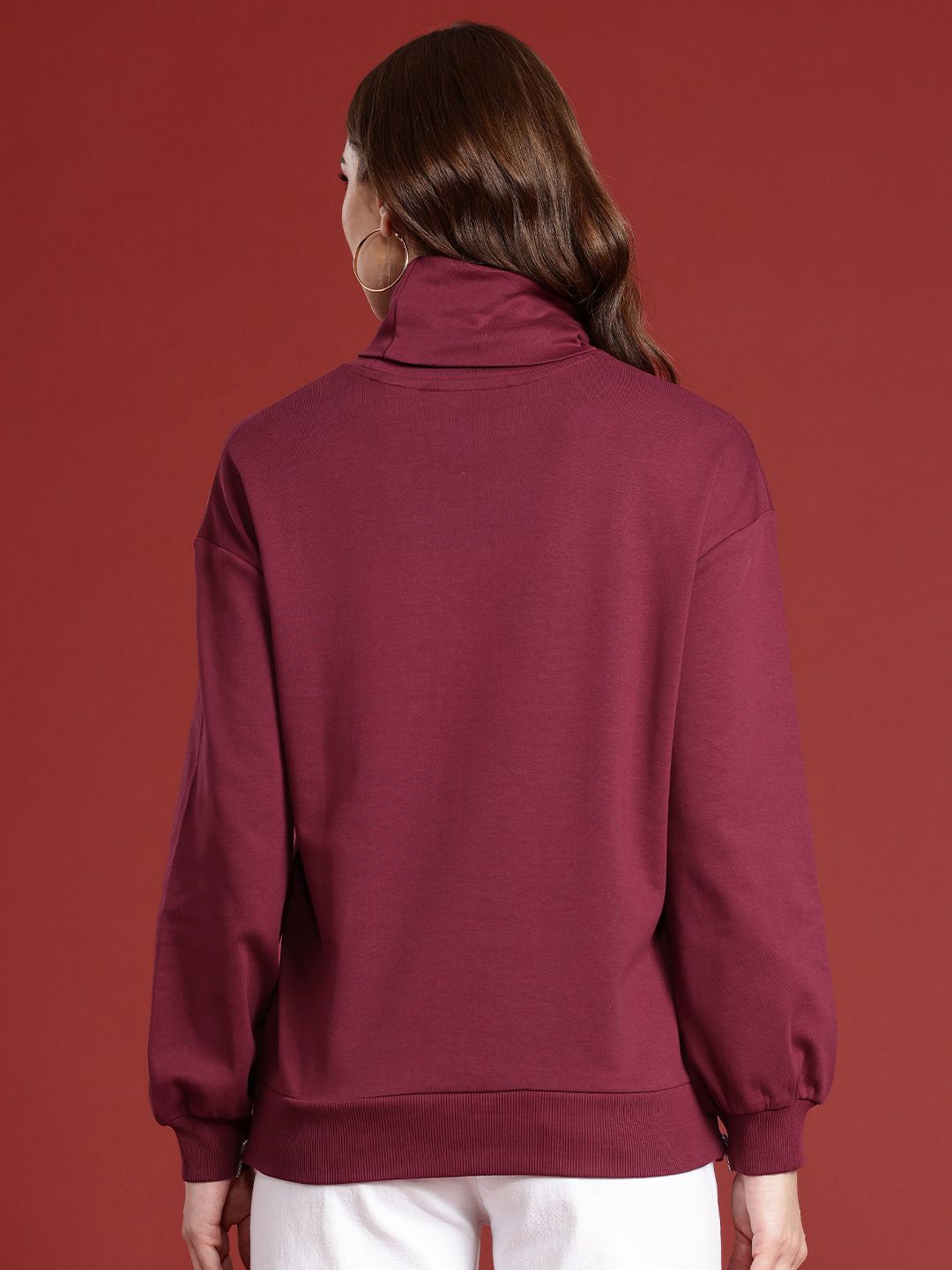 all about you Long Sleeves Pure Cotton Turtle Neck Sweatshirt