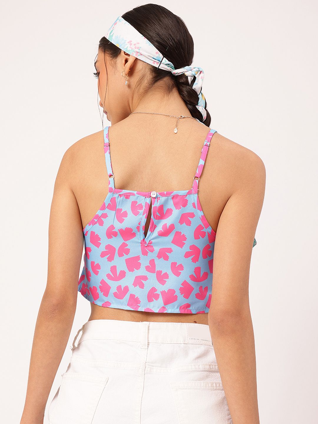 DressBerry Cotton Candy Cute Floral Strappy Crop Top