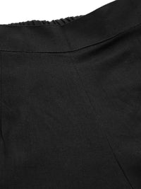 Anouk Women Black Cropped Pure Cotton Cigarette Trousers with Lace Detail