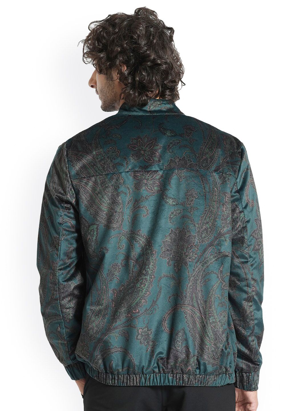 RARE RABBIT Men Dalia Tailored Fit Floral Printed Mock Collar Jacket