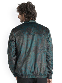 RARE RABBIT Men Dalia Tailored Fit Floral Printed Mock Collar Jacket