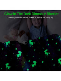 Cortina Glow In The Dark Peach-Coloured & Blue Printed Fleece AC Room Single Bed Blanket