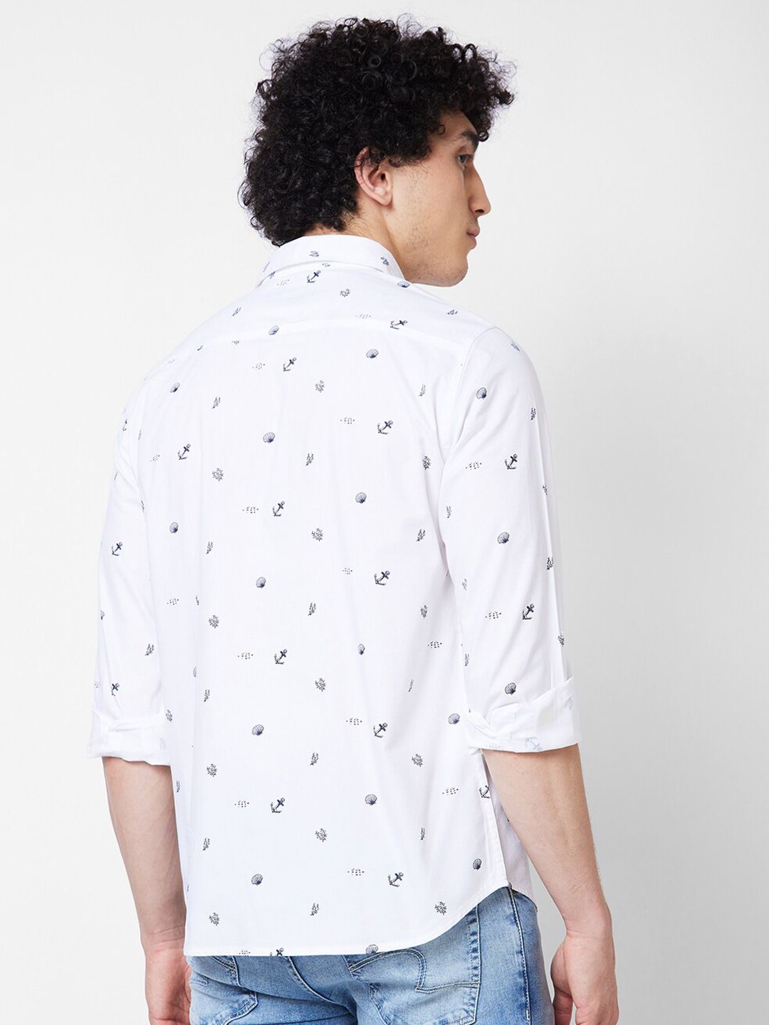 SPYKAR Long Sleeves Regular Fit Pure Cotton Opaque Printed Casual Shirt