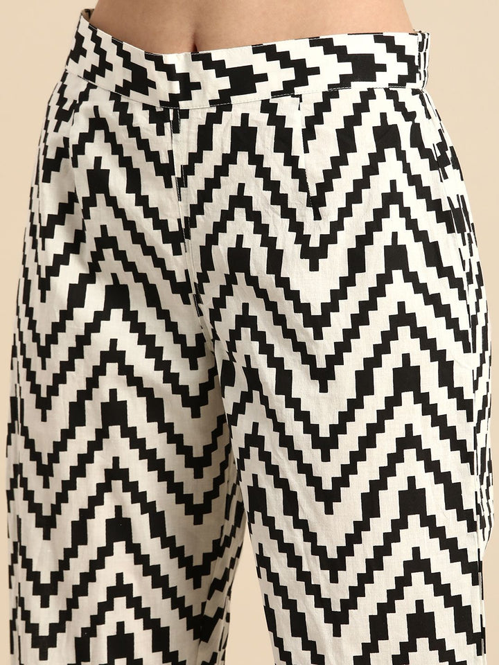 Anouk Women White Printed Kurta with Trousers