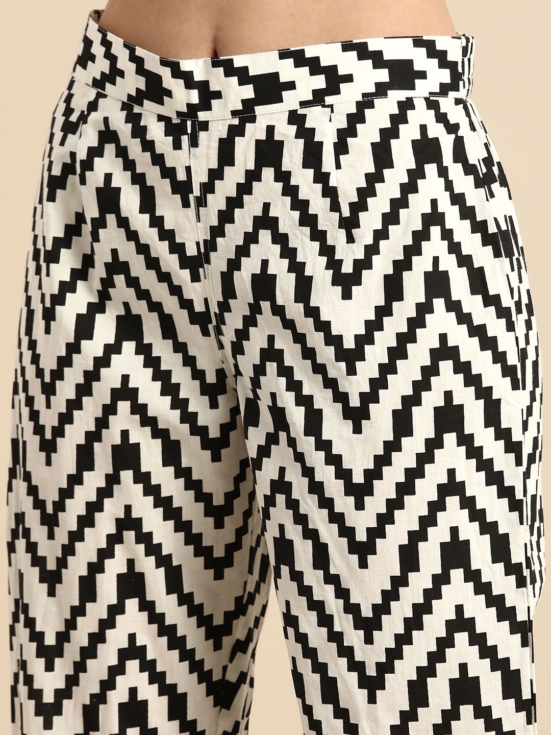 Anouk Women White Printed Kurta with Trousers