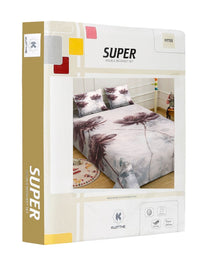 KLOTTHE Grey Floral Printed Dilengkapi 300 TC King Bedsheet Dengan 2 Sarung Bantal