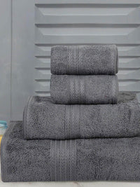 BOMBAY DYEING Grey 4 Pieces Pure Cotton 450 GSM Towel Set