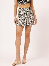 DressBerry Animal Print Lace-Up Mini Wrap Skirt