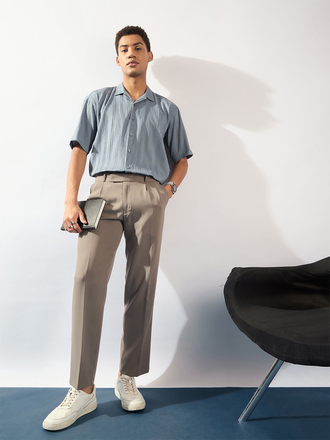 DENNISON Men Self Design Oversized Casual Shirt