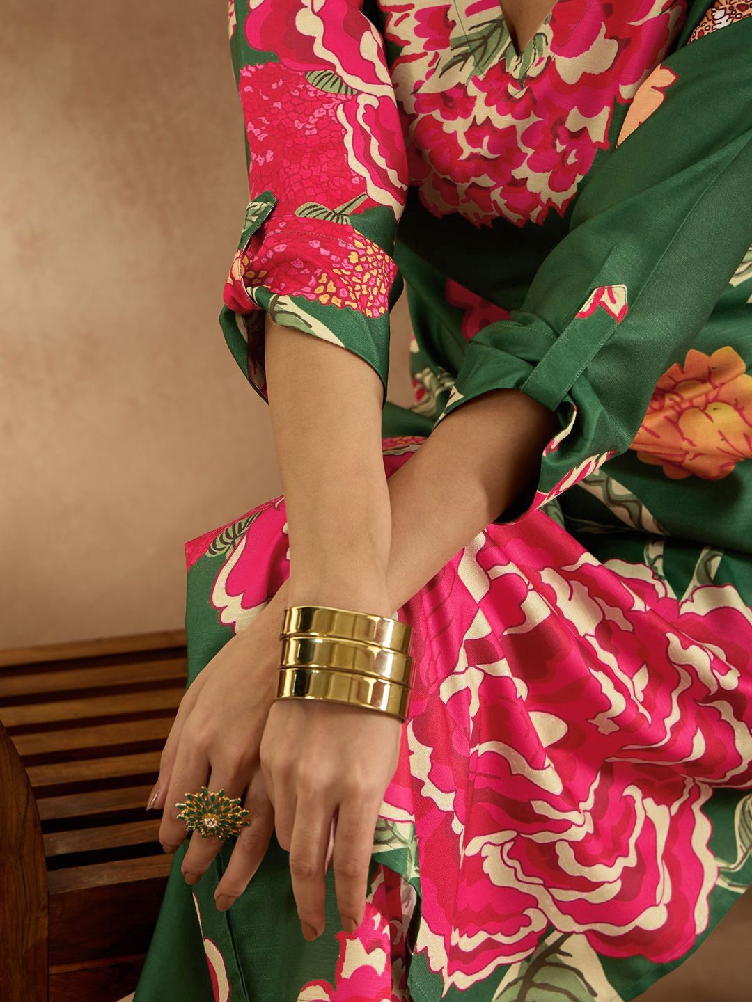 Indo Era Women Floral Printed Regular Kurta with Trousers