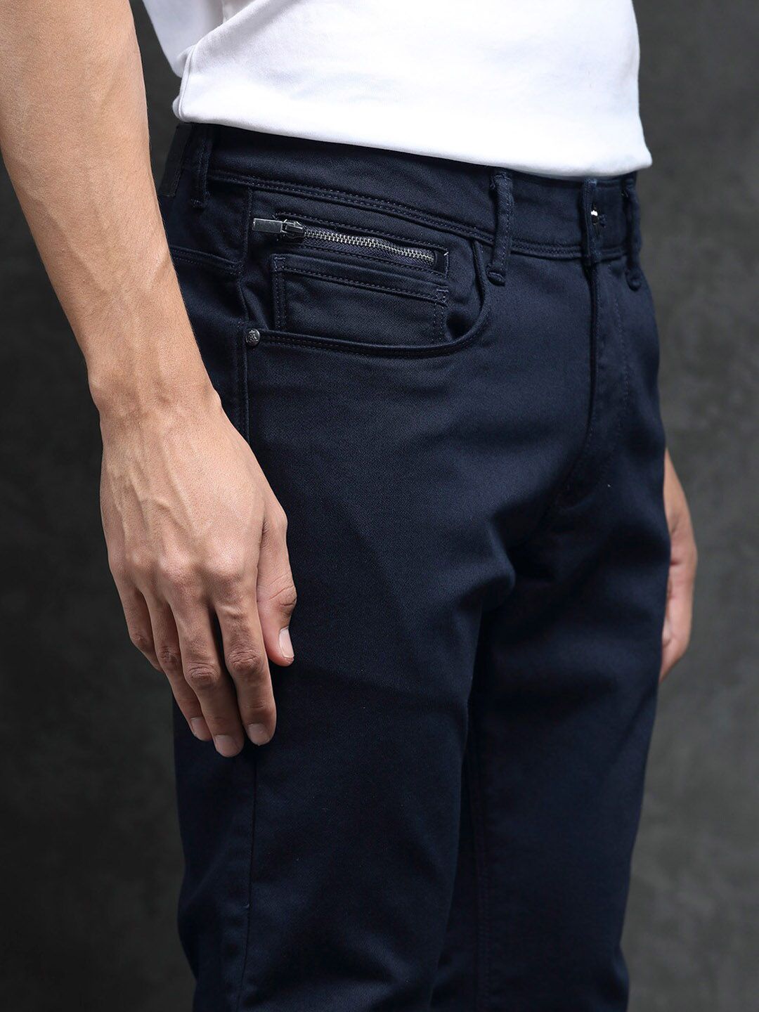 RARE RABBIT Men Saton Slim Fit Cotton Jeans