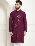 SOJANYA Geometric Embroidered Sequinned Pure Cotton Kurta