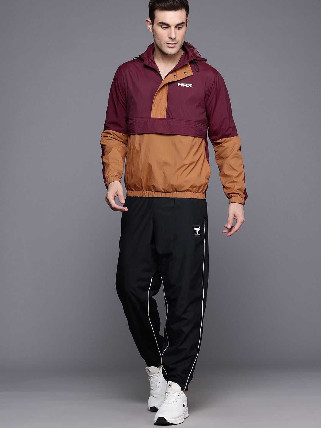 HRX by Hrithik Roshan Colourblocked & Printed Hooded Rapid-Dry Outdoor Jacket