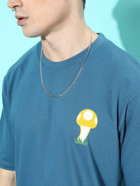 Difference of Opinion Men Blue Conversational Printed Pure Cotton Oversized T-Shirt