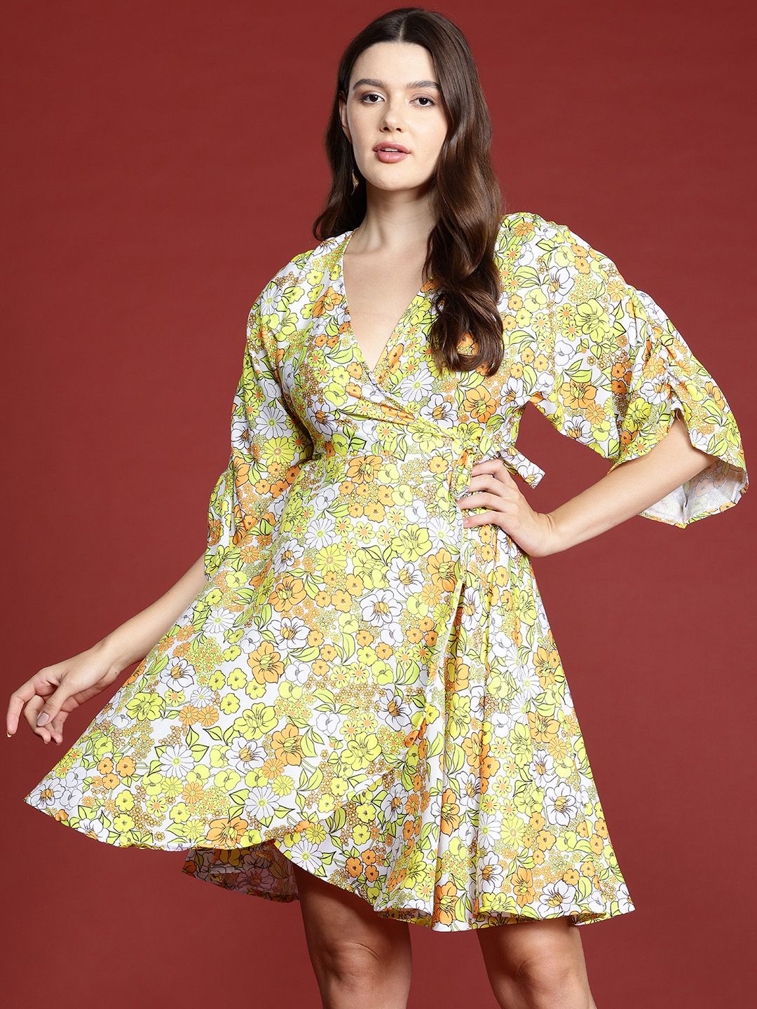 all about you Floral Print Wrap Dress