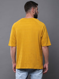 Difference of Opinion Men Solid Popcorn Structure Oversized Raglan T-Shirt