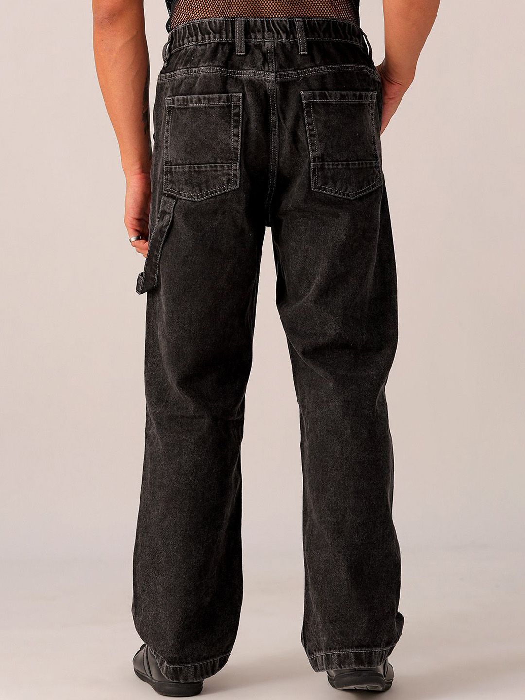 The Indian Garage Co Men Mid-Rise Loose Baggy Fit Elasticated Wasit Cargo Jeans