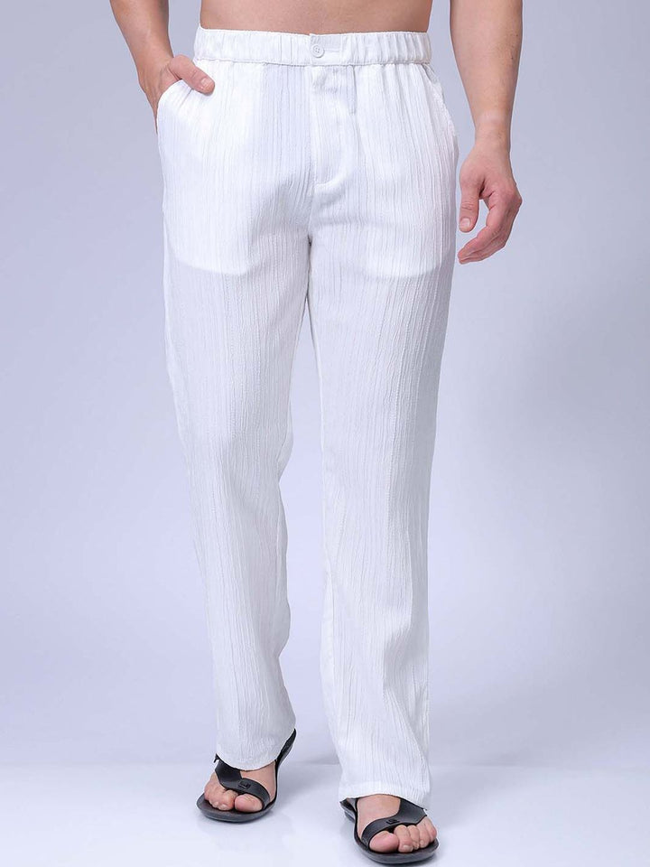 The Indian Garage Co Men Textured Loose Fit Mid-Rise Regular Trousers