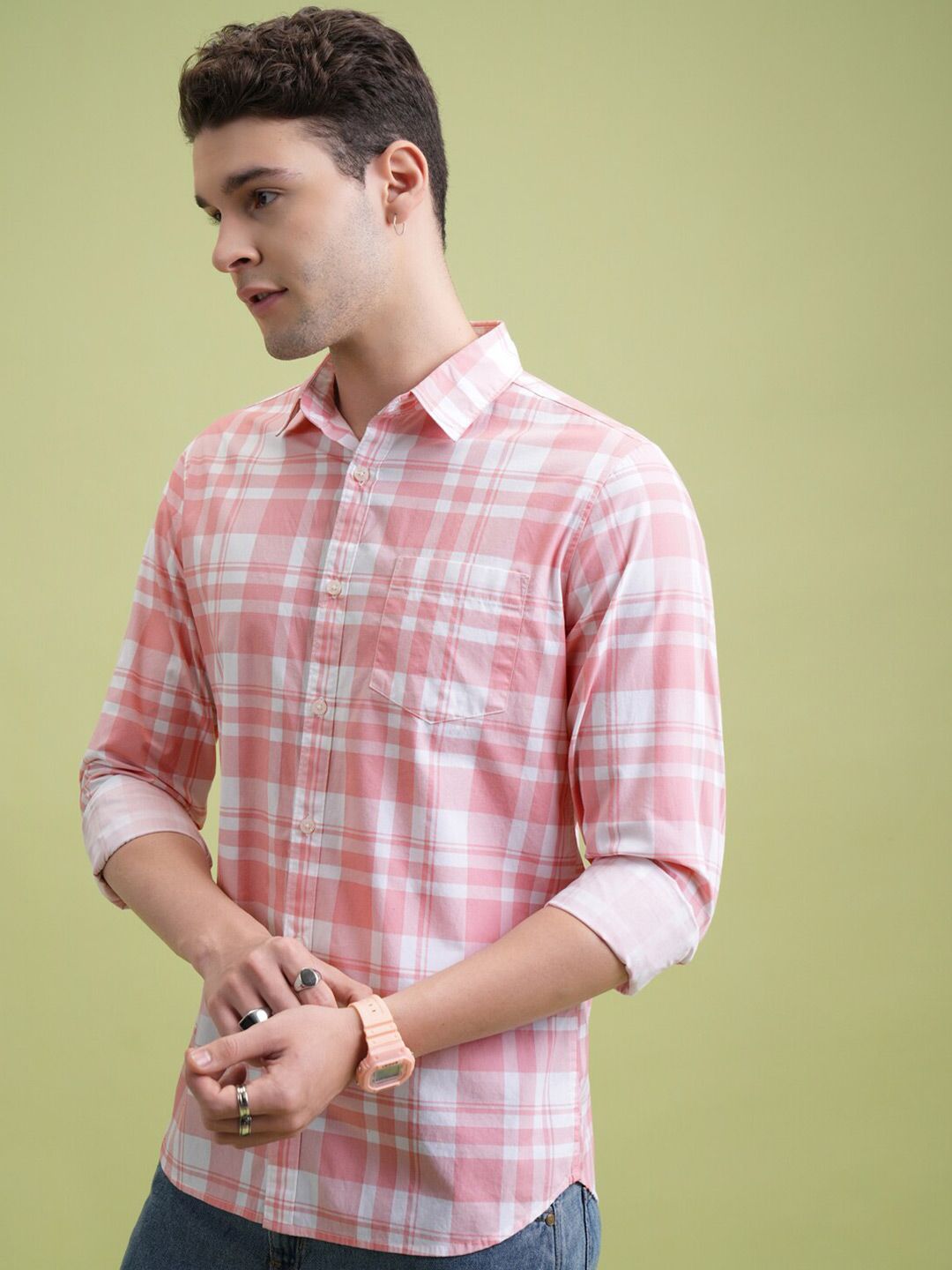 Highlander Men Checked Slim Fit Shirt