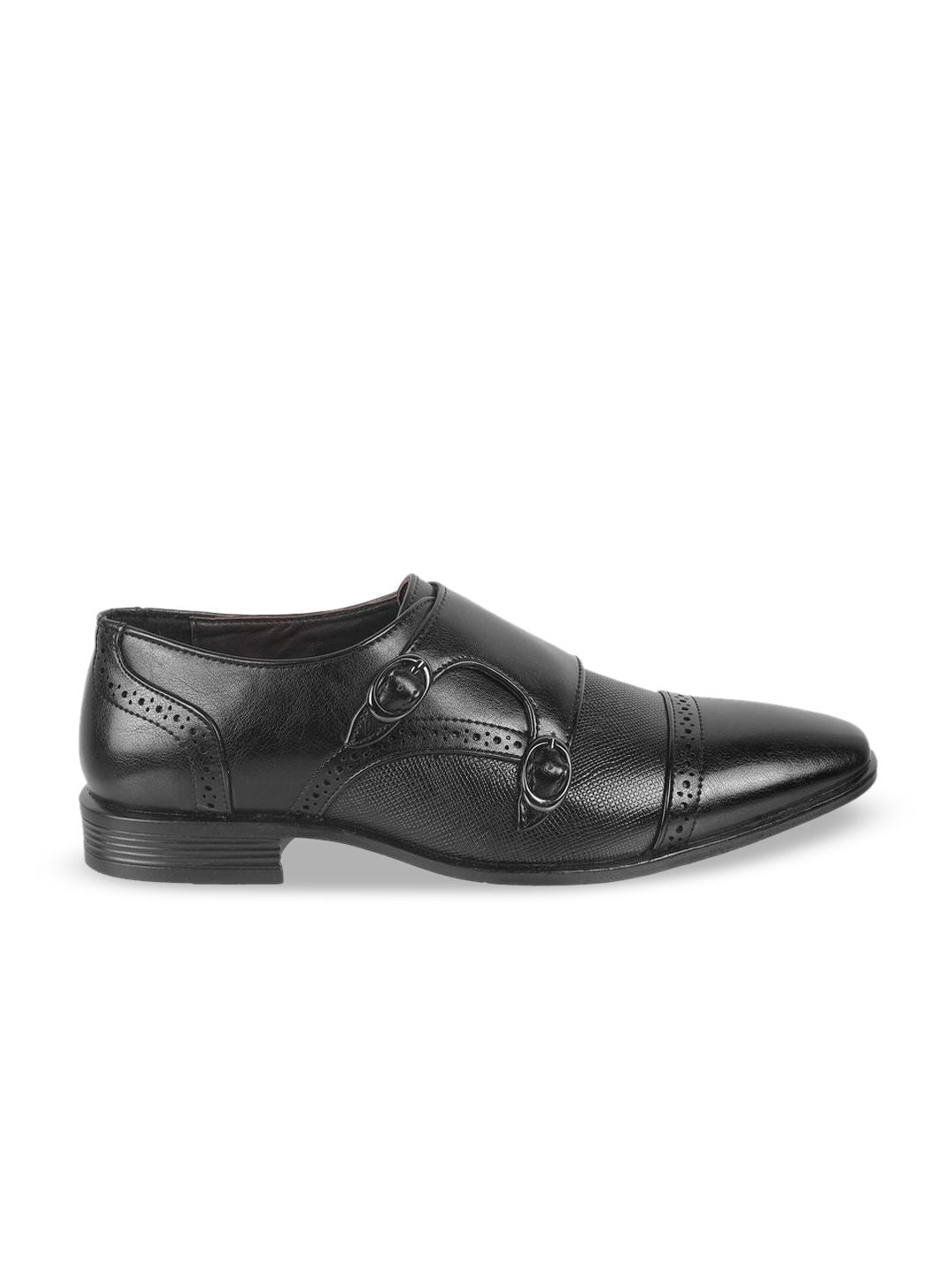 Metro Men Textured Synthetic Formal Monk Shoe