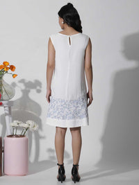 W Self Design Round Neck Sleeveless A-Line Dress