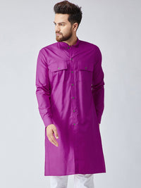 SOJANYA Lelaki Ungu Solid Kurta Lurus