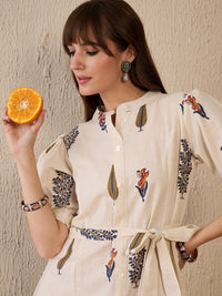 Indo Era Women Floral Printed Khadi Kurta
