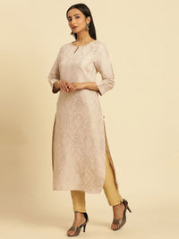 W Ethnic Printed Keyhole Neck Gotta Patti Kurta