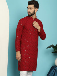 SOJANYA Dihiasi Pure Cotton Kolar Mandarin Kurta Lurus