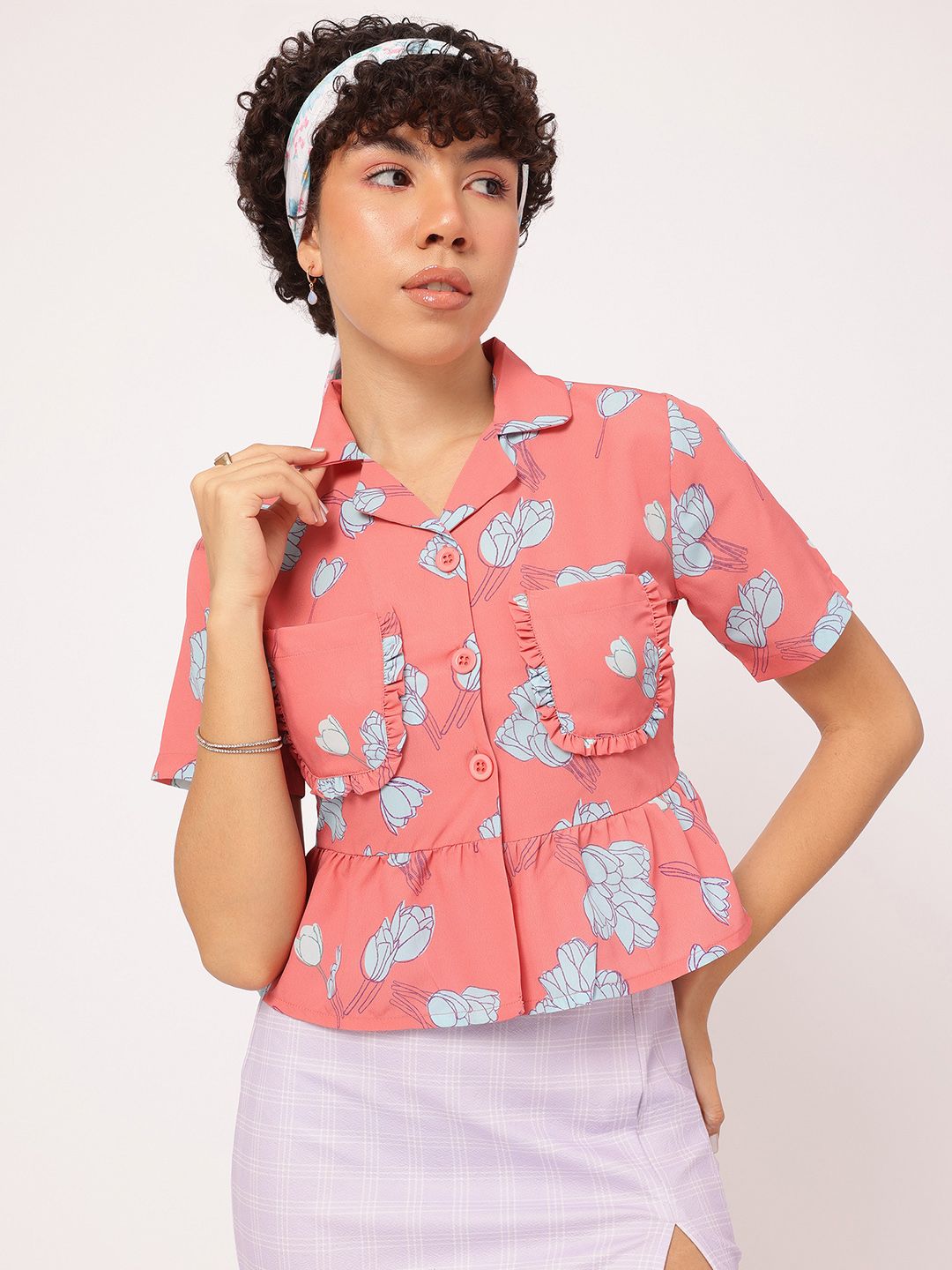 DressBerry Floral Fantasy Utility Shirt Style Top