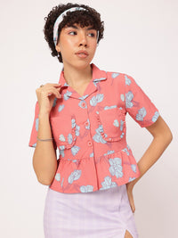 DressBerry Floral Fantasy Utility Shirt Style Top