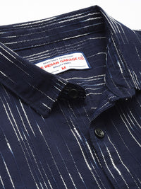 The Indian Garage Co Textured Striped Slim Fit Casual Shirt
