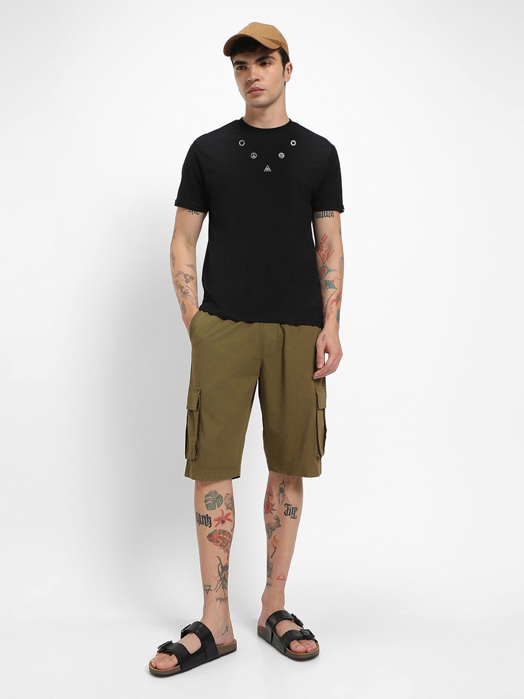 Bewakoof Men Black Printed Pure Cotton T-shirt