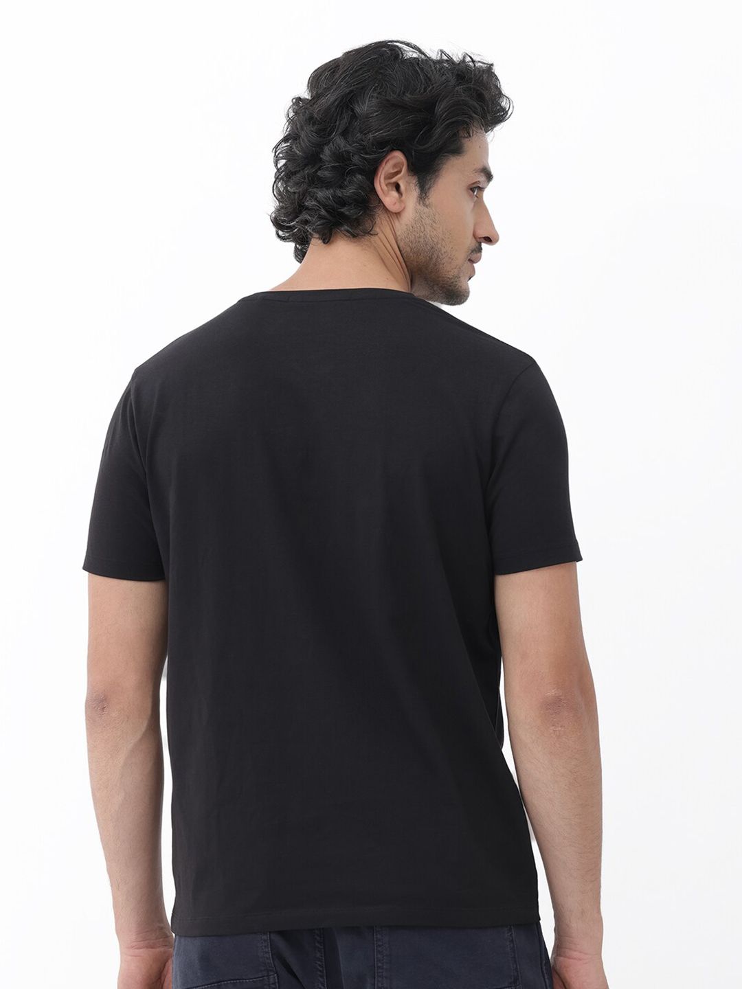 RARE RABBIT Men Oran Regular Fit Typography Printed Cotton T-Shirt