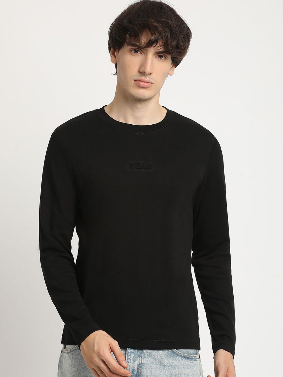 THE BEAR HOUSE Men's Crew Neck Full sleeve Solid T-shirt