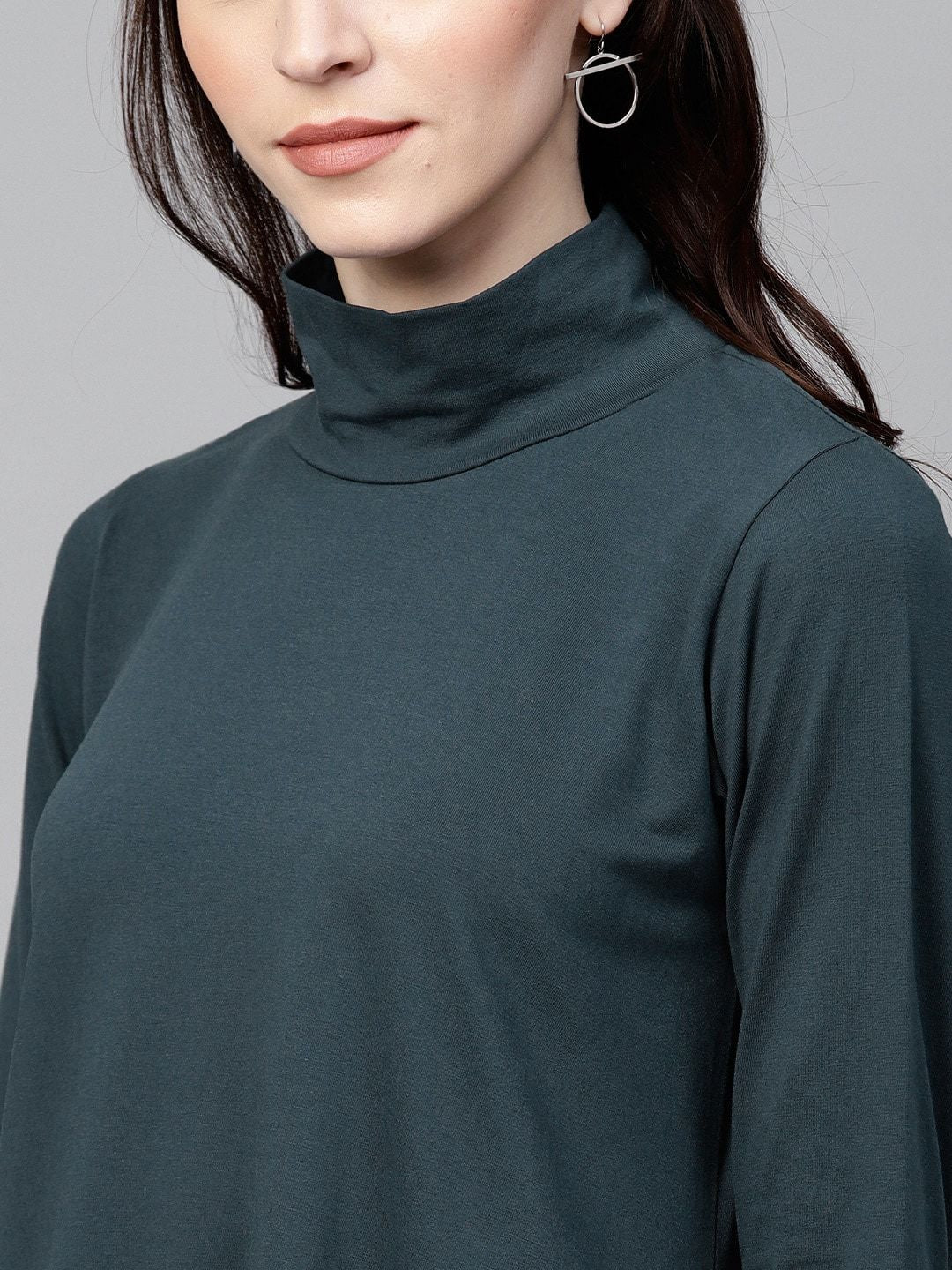 SASSAFRAS Women Teal Green Solid A-Line Dress