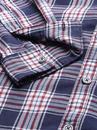 The Indian Garage Co Men Navy Blue & White Checked Casual Shirt