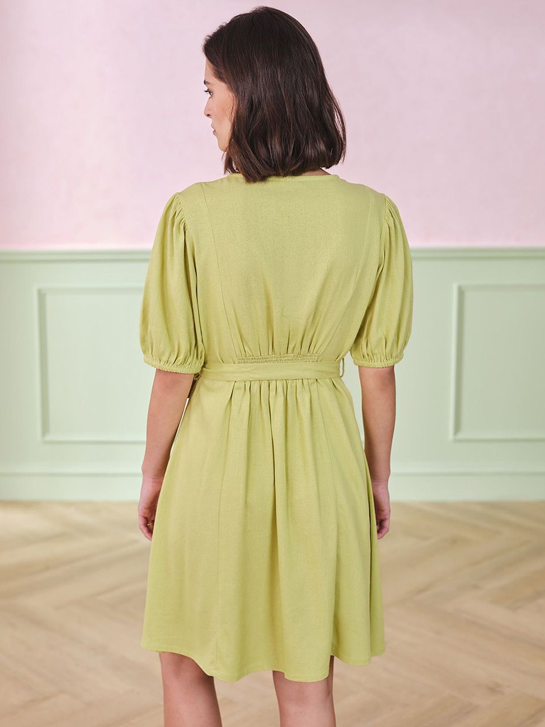 AND Women Puff Sleeve A-Line Dress