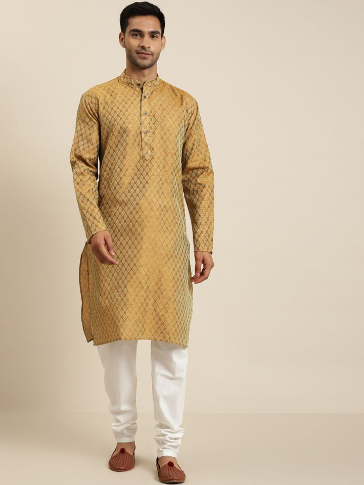 SOJANYA Motif Etnik Rekaan Tenun Kolar Mandarin Kurta Lurus Dengan Churidar