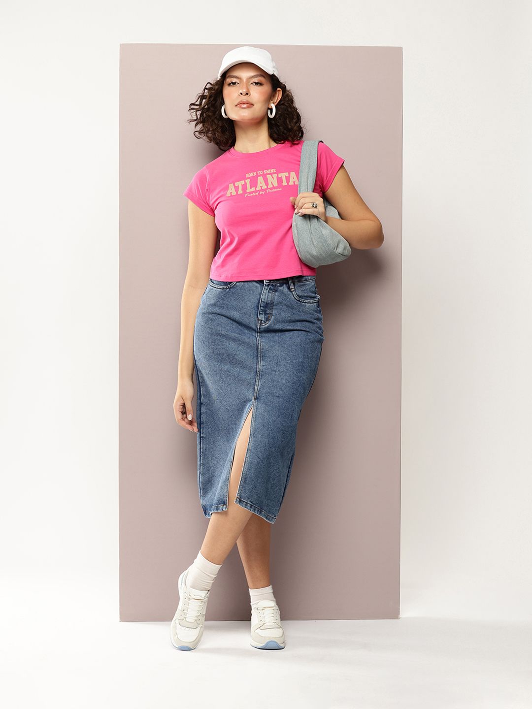 DILLINGER Women Regular Cropped Fit Printed Crew Neck Tshirt