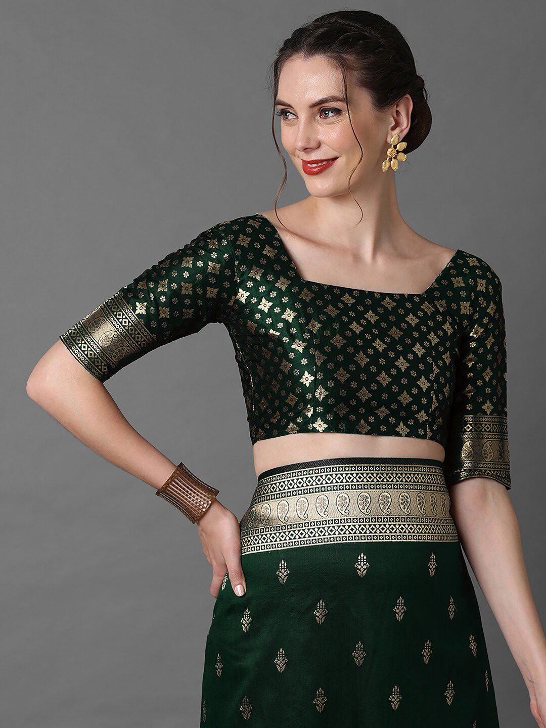 Mitera Ethnic Motifs Woven Design Zari Silk Blend Banarasi Saree