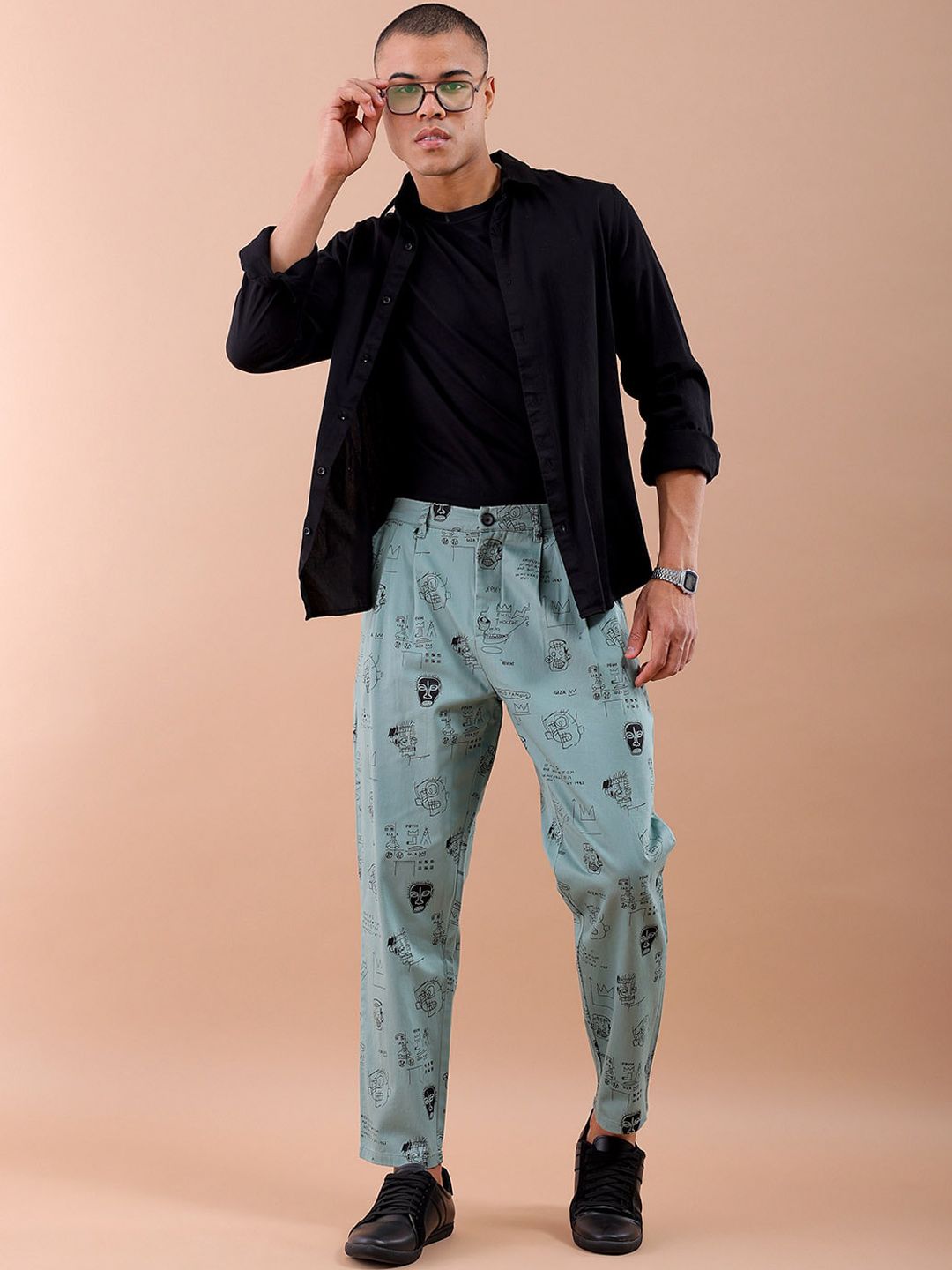 The Indian Garage Co Abstract Printed Cotton Loose Fit Trouser