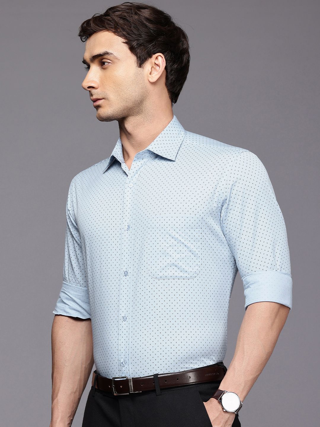 Raymond Pure Cotton Slim Fit Opaque Printed Formal Shirt