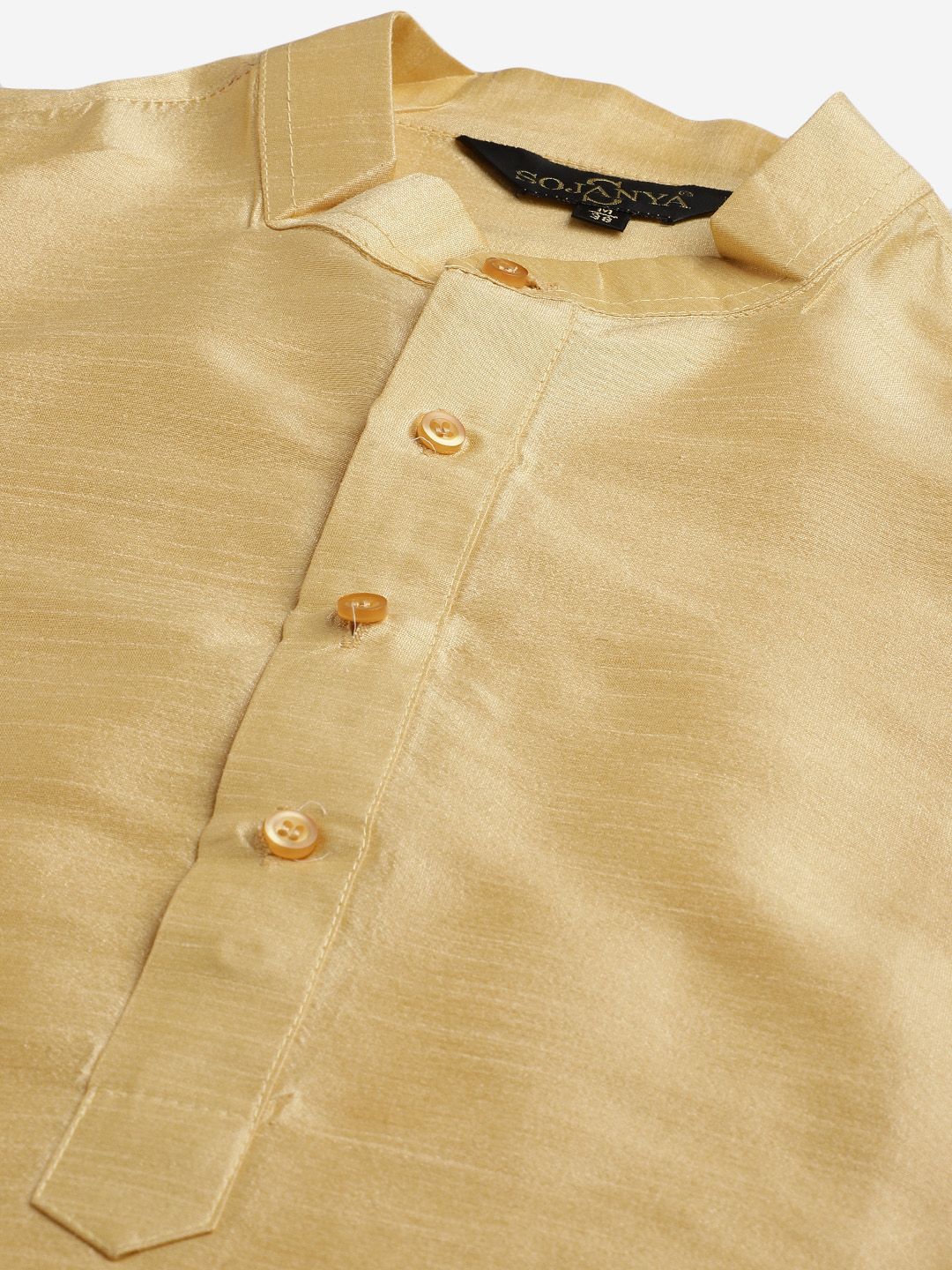 SOJANYA Men Beige Solid Kurta Set With Printed Jacket