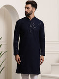 SOJANYA Kurta Lurus Labuci Sulam Geometrik Kapas Tulen