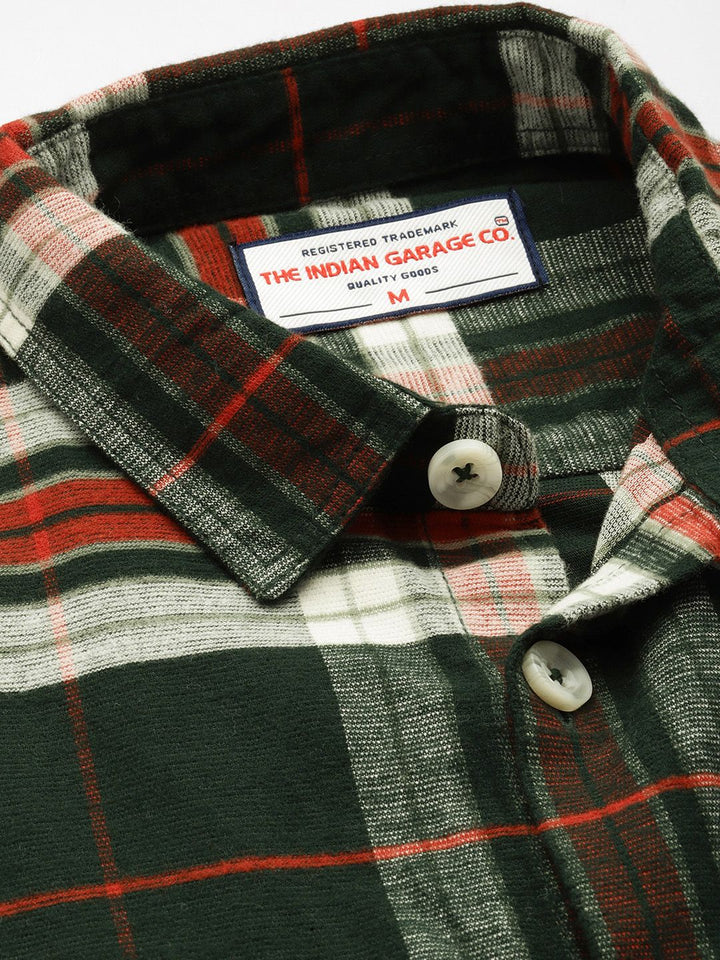 The Indian Garage Co Men Regular Fit Checkered Double Flap Casual Shirt