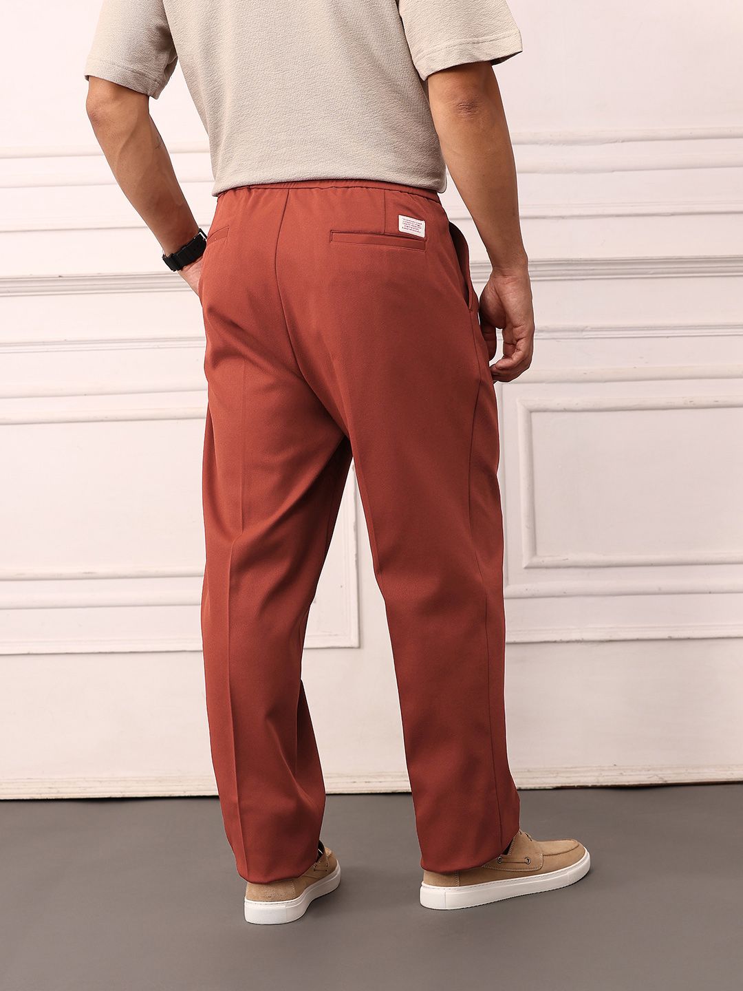 Mr Bowerbird Men Pleated Mid-Rise Liberal Fit Trousers