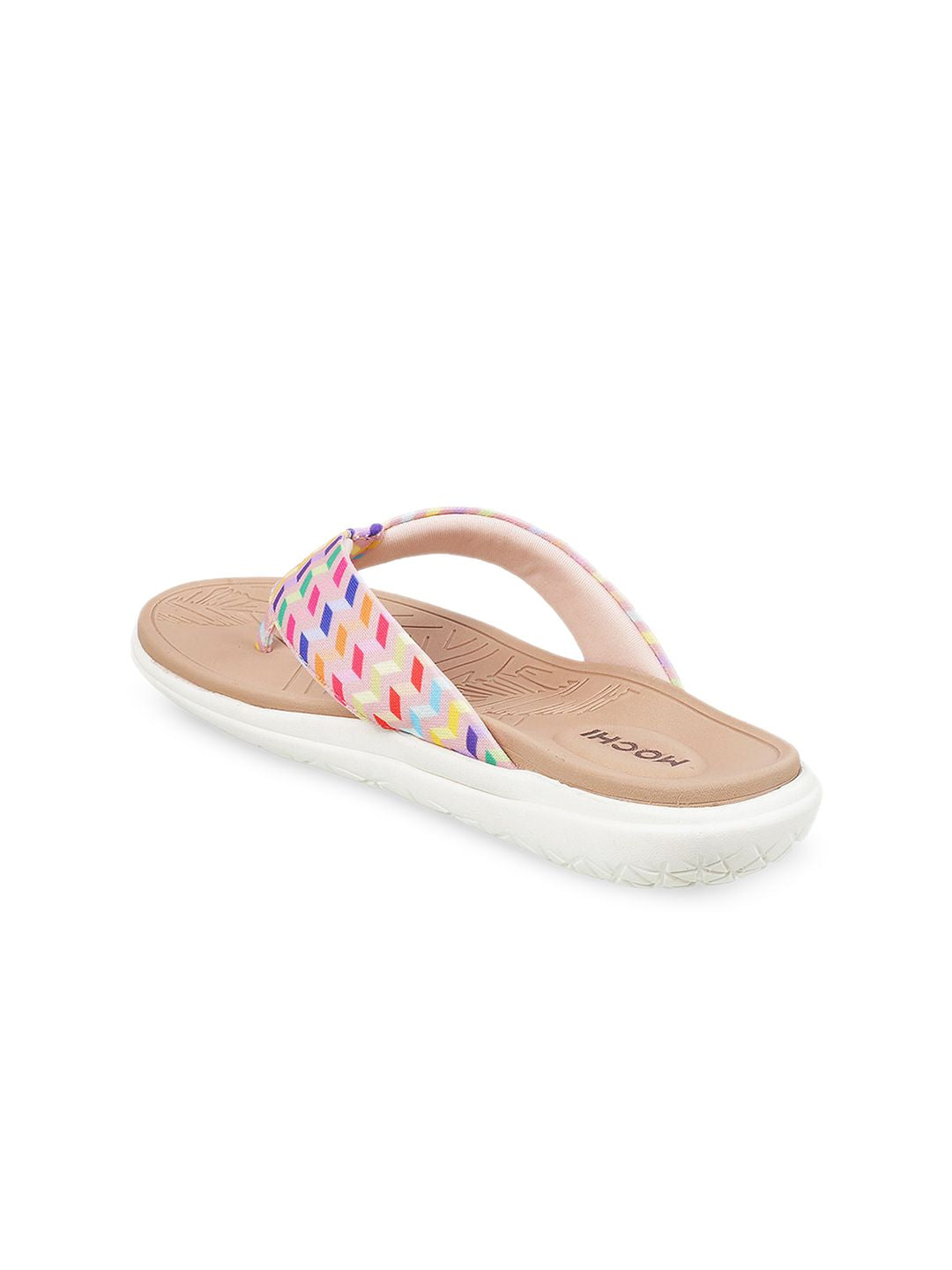 Mochi Women Beige Printed Open Toe Flats