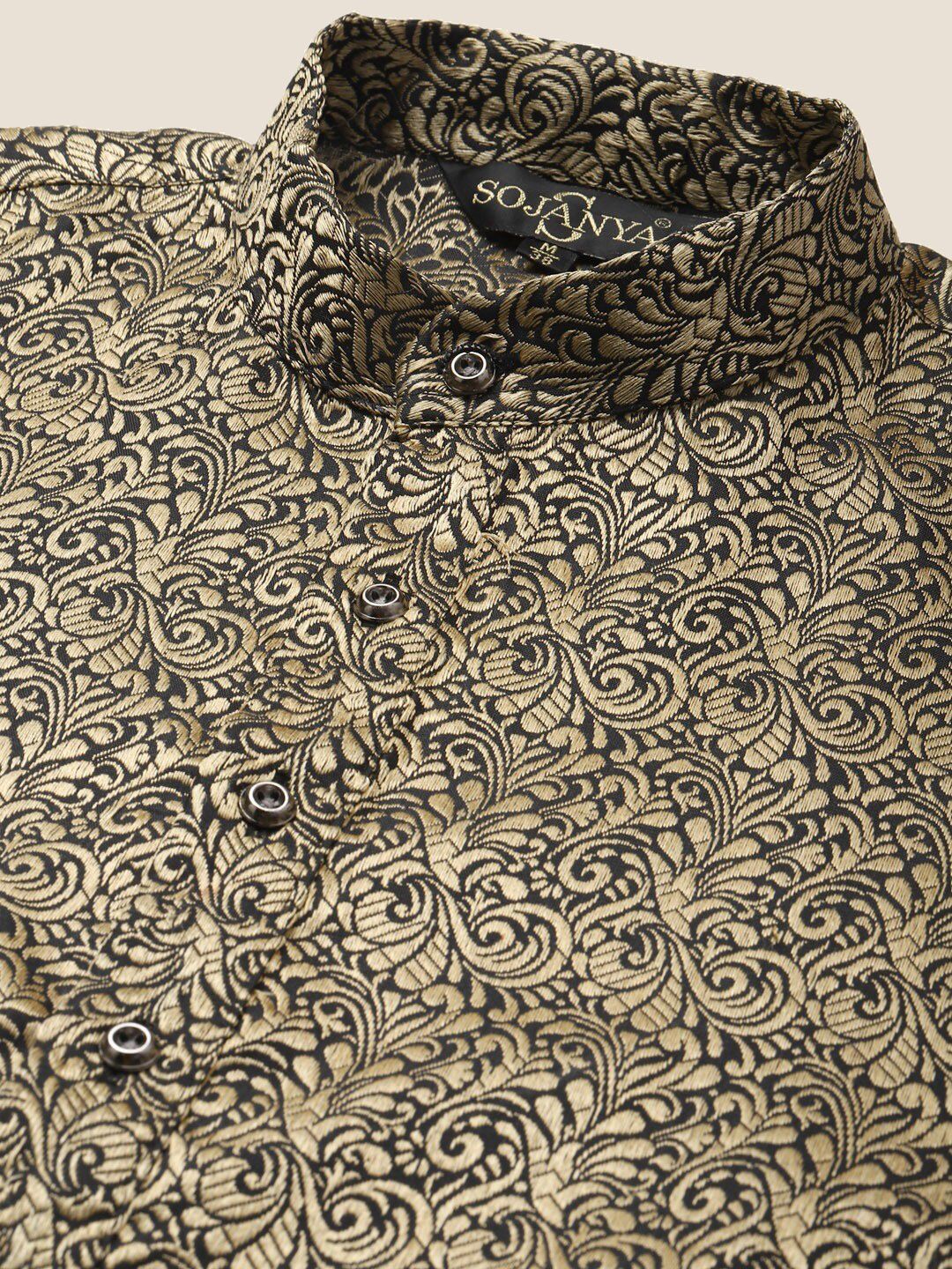SOJANYA Floral Woven Design Jacquard Kurta With Churidar