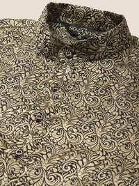 SOJANYA Floral Woven Design Jacquard Kurta With Churidar